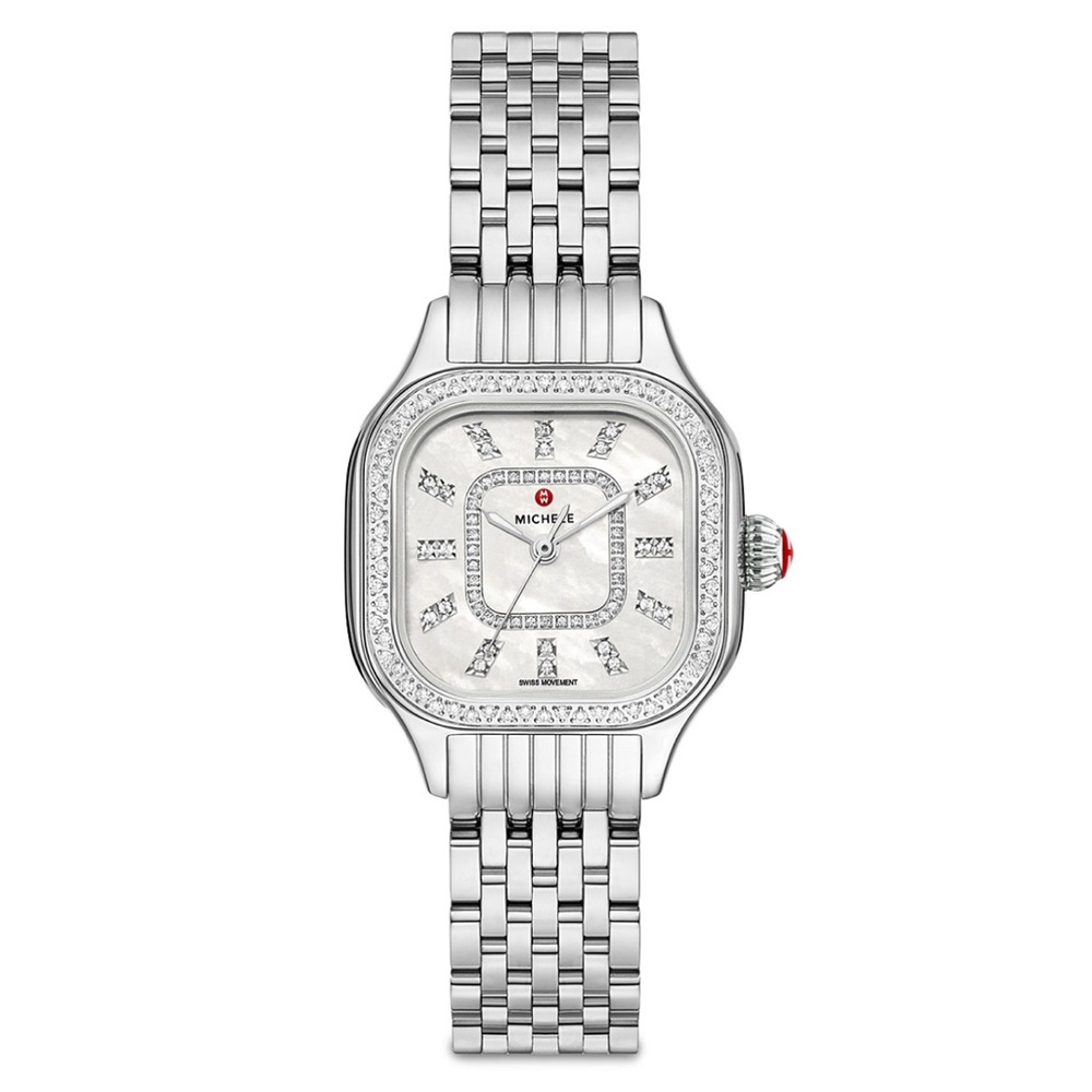 Michele Meggie Silver Diamond Watch, 29mm